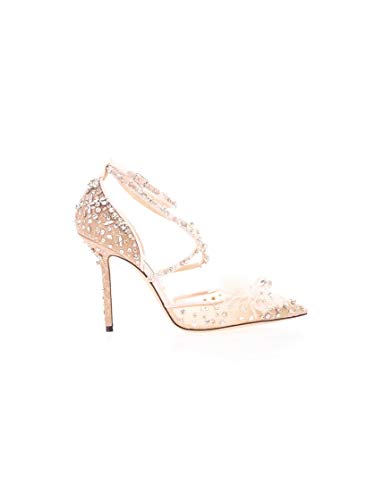 JIMMY CHOO Luxury Fashion Damen ODETTE100WQQBALLETPINKMIX Gold Kristall Absatzschuhe | Frühling Sommer 20