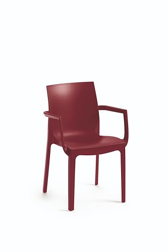 METRO Professional Chaise d'extérieur Bukisi, Empilable avec Accoudoirs, Polypropylène, Bordeaux