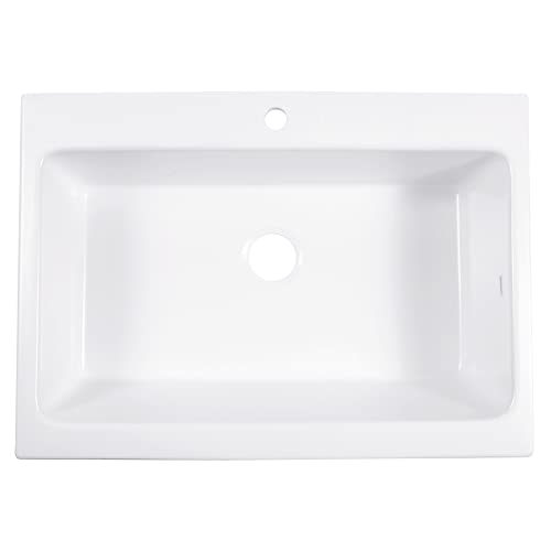 Parker-Fireclay-Quick-Fit-Drop-In-Farmhouse-Kitchen-Sink-and-Care-Kit-34-Crisp-White-Single-Bowl-with-1-Hole Parker Fireclay Quick Fit Drop In Farmhouse Kitchen Sink and Care Kit 34 Crisp White Single Bowl with 1 Hole