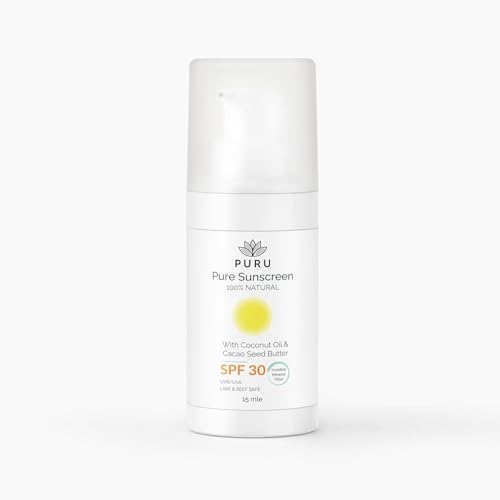 PURU | Crème Solaire Minérale SPF 30 – 100 % Naturelle, 7 Ingrédients Uniquement, Certifiée Bio, Résistante à l’eau, Sans Traces Blanches, Hypoallergénique, UVA/UVB – Visage & Corps | 15 ml
