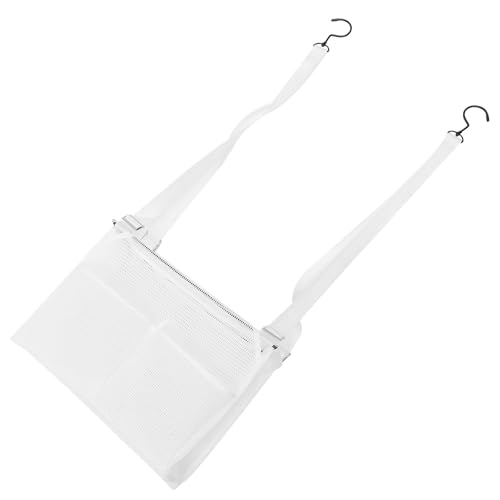 KOMBIUDA Cesta de Almacenamiento para Baño Colgante Doble Gancho y Compartimentos, Cesta de Malla de Color Claro para Organizar Accesorios de Baño y Artículos de Tocador