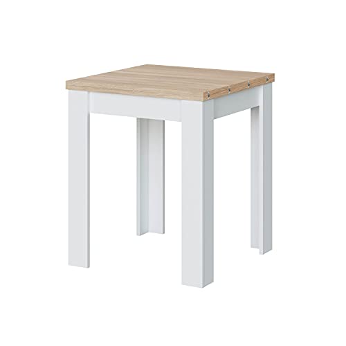 Dmora Table à manger pliante avec plateau rabattable, table auxiliaire refermable, 67x67/135h79 cm, couleur Blanc et Chêne - Image 5