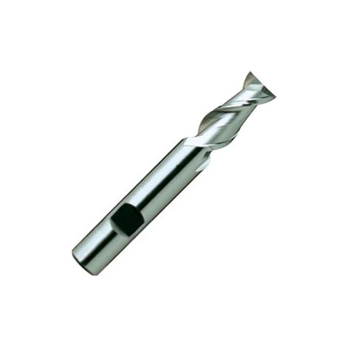YG-1 E1070 High Speed Steel (HSS) Square Nose End Mill, Weldon Shank, Uncoated (Bright) Finish, 42 Deg Helix, 2 Flutes, 3.75