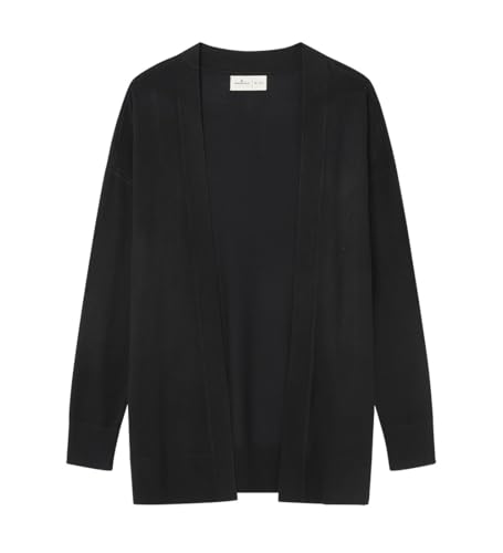 Springfield Cárdigan Abierto Textura Viscosa Liso, Negro Estandar, M para Mujer
