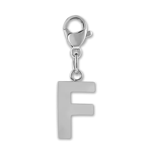 GD GOOD.designs Ciondolo con lettera F - catenina Ciondolo iniziale in acciaio inossidabile I ciondolo in acciaio chirurgico per braccialetto charm.