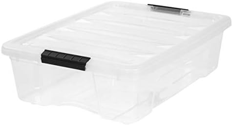 IRIS USA 100350 IRIS Stack and Pull Storage Box, 26.95, 22 x 16.5 x 6.5, 26.9 Quart, Clear/Black Buckle