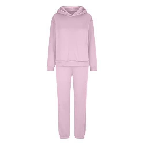 Conjunto feminino de duas peças para outono e inverno, moletom com capuz e manga comprida, moletom c
