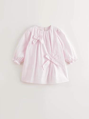 marc & janie Girls Elegant Cotton Dress with Large Bow Soft Breathable Loose Fit Round Neck Dresses 2501772