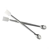 Set di cucchiai e spatole da laboratorio in acciaio inox da 20 cm, a doppia estremità con estremità piatta e paletta per forniture da laboratorio per manipolare polveri o granuli (2 pezzi)