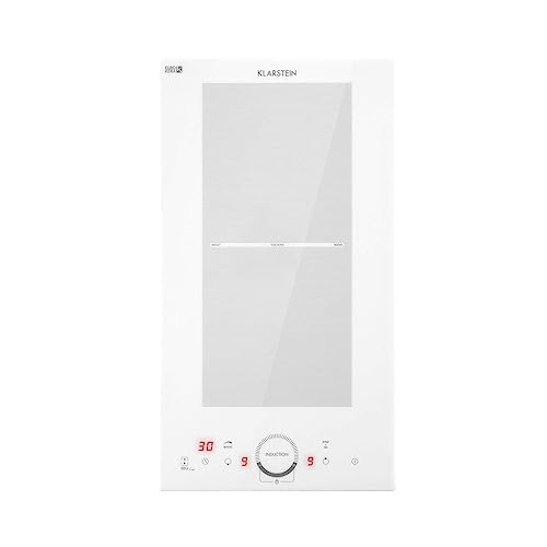 Klarstein Delicatessa Slim Domino Induction Cooker, Flex Zone Technology, Self-Sufficient, Built-in Hob, 29 cm, 2 Zones, 3500 Watt, Booster, Pot Detection, Timer, Sensor Touch, Glass Ceramic, White