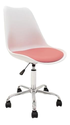 Image of Amazon Brand - Umi Faux Leather Height-Adjustable Modern Revolving Rotary Arm Office Study Desk Chair - Ideal for Spa, Bar, Home - White & Pink Color