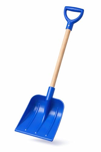 Kinder Schneeschaufel Blau Leichte Schneeschaufel mit Holzstiel und D-Griff ideal für Kinder Größe 940 x 290 mm - Leichter Kunststoff - super für Kinder