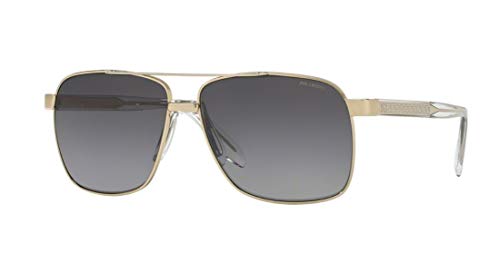 Versace Man Sunglasses Pale Gold Frame, Light Grey Gradient Grey Lenses, 59MM