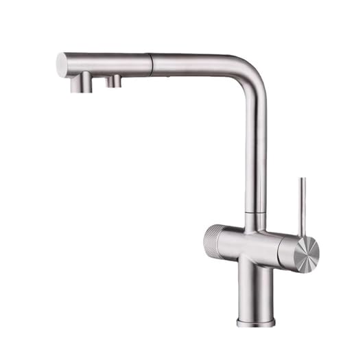 Mitigeur de cuisine 3 voies filtre à eau évier acier inoxydable brossé
