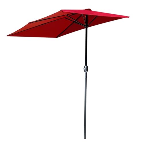 Genérico Sombrilla de Pared Exterior de 250 cm, Media Parasol de Patio con Manivela, Sombrilla de Jardín con Protección UV, for Terraza, Balcón, Piscina(Rouge)