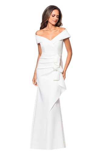 Image of Xscape Women's Long Off-the-Shoulder Sweetheart Neckline Formal Evening Gown with Ruching and Draped Ruffle Detail