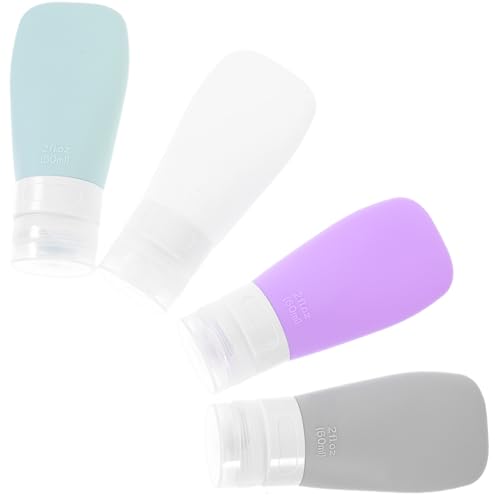 Beatifufu 4 piezas Botellas de Viaje Silicona Reutilizables y para Lociones Champú Crema Portátiles para Viaje Higiene Personal