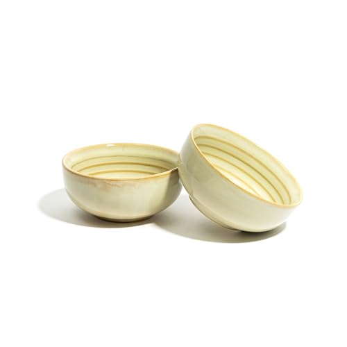 Image of Beyond Homes Ceramic Bowl Set of 4, 240ml | Microwave & Dishwasher Safe Ceramic Serving Bowls for Snack & Vegetables | Dal Curry Katori for Kitchen | Matte-Finish (4, Pistachio)