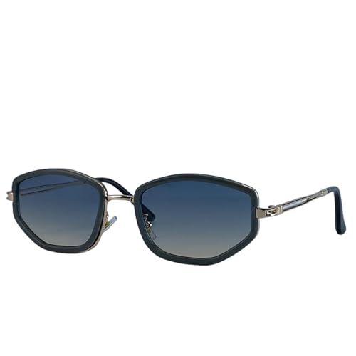 Lunettes de soleil de luxe vintage punk en métal géométrique
