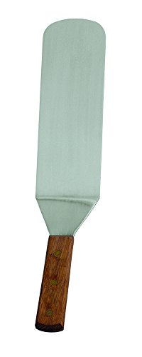 Update International Stainless Steel Solid Flexible Turner with Wood Handle, 14-1/2-Inch