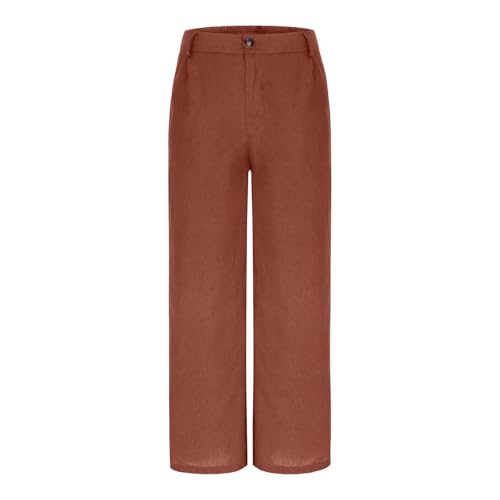 Trousers Pants for Women High Waist Button Trim Straight Leg Pant with Pockets Business Casual Office Work Trousers 6