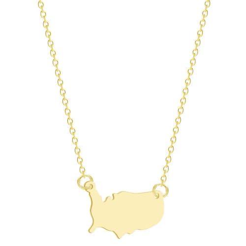 Collier USA en or pendentif géométrique mixte pour accessoire mode
