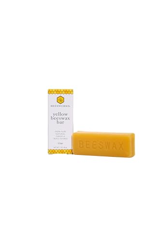 Beesworks Yellow Beeswax Bars (1 oz) | 100% Pure Cosmetic Grade Triple-Filtered Beeswax for DIY Skin Care Lip Balm Lotion and Candle Making (1 oz Bar)