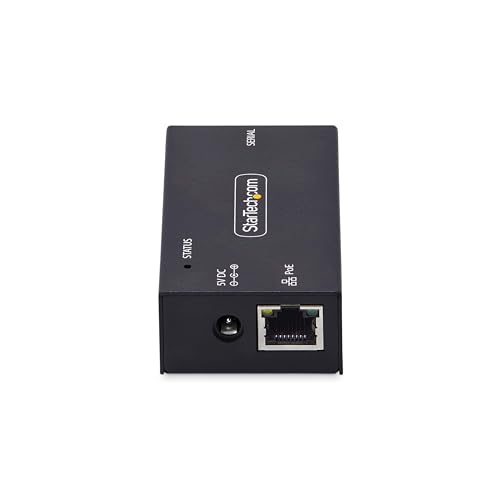 Image of StarTech.com 1-Port Serial to Ethernet Adapter, 802.3af PoE Powered Serial Device Server, Wall /DIN Rail, LAN to DB9 Converter, TAA