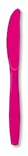 Club Pack of 288 Hot Magenta Premium Heavy-Duty Plastic Party Knives