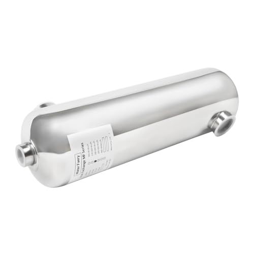 Calentador de piscina de acero inoxidable de 60 kW, intercambiador de calor para piscina con temperatura constante, flujo de agua de piscina 250 l/min, flujo de agua caliente 30 l/min, 485 x 134 mm