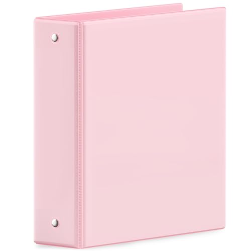SUNEE 3 Ring Binder 2 Inch 1 Pack Holds 450 Sheets of Letter Paper PVC-Free Clear View 2 Three Ring for School or Office Supplies Pink