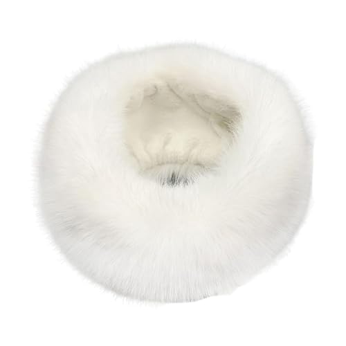 Jiuvaso Fascia per capelli in pelliccia sintetica per donna, scaldaorecchie alla moda per sport all'aria aperta, campeggio e viaggi, Bianco