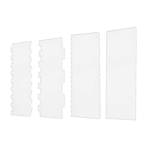 4 Pack Clear Cake Combs, Clear Acrylic Cake Smoother Scraper, Clear Acrylic Cake Scraper, Large Clear Acrylic Cake Scraper, Acrylic Cake Scraper Set, Clear Acrylic Cake Scraper Cake Decorating