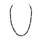 BlueRica Black and Rasta Coconut Beads Necklace (18')