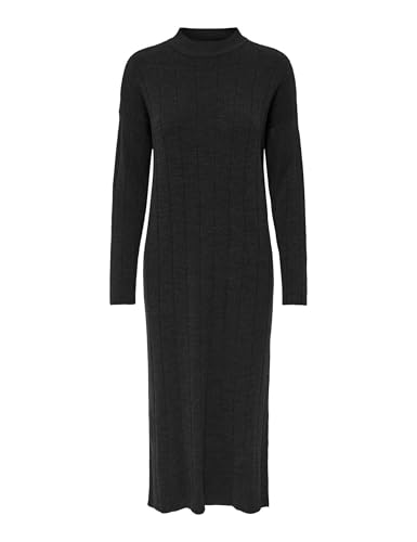 ONLY Damen Onltess Ls Highneck Midi Dress KNT Kleid, Dark Grey Melange, Medium