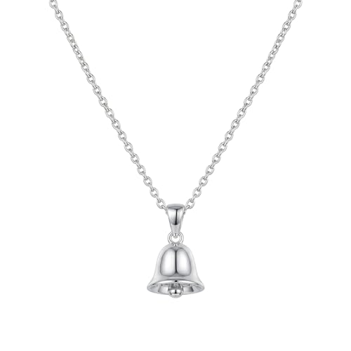 SUGARKITTEN LONDON Sterling Silver Shiny 3D Jingle Bell Pendant Charm Belcher Chain Necklace
