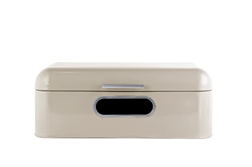 Echtwerk stilvoller Brotkasten, Retro-Brotbox aus Metall mit Sichtfenster, Platzsparende Aufbewahrungsbox, Brotkorb mit Deckel, Aufbewahrung für noch länger frisches Brot, Creme, 42 x 23 x 16,5 cm