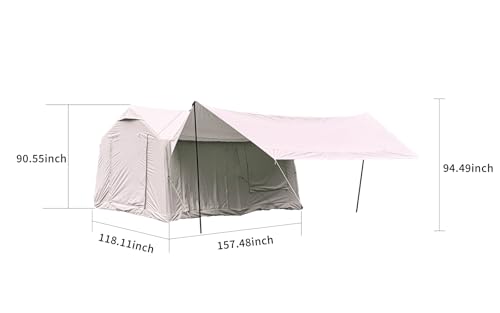 Carpa inflable para camping con toldo beige 9.8 x 13 ft miniatura 6