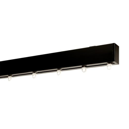 Binari per tende con onda perfetta con installazione a soffitto, binari per tende flessibili e resistenti per finestre e porte guide decorative CINTACOR nero 200 cm