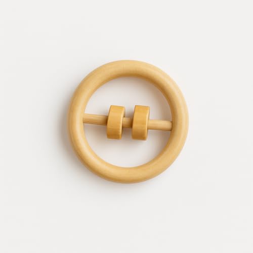 Image of Shark Doo Doo Neem Wood Baby Teether Rattle (Round Rattle) | Organic & Handcrafted | Chemical-Free, Antibacterial Teething Toy for Babies