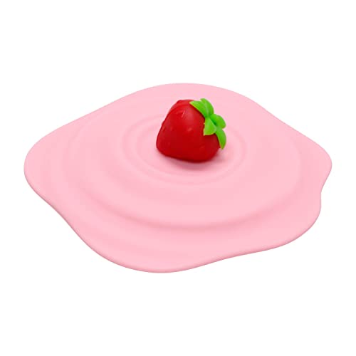 Supreme Housewares Cup Lids Silicone Food Grade Magic Cup Cap Drink Cup Lids Anti-dust, Airtight Seal, Ideal for Coffe Mugs, Cups, and Glass, Magic Cup Cap (Strawberry Cream)