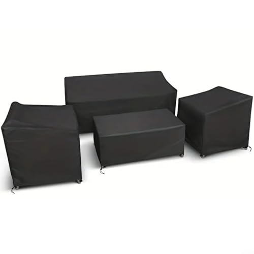 Fundas para muebles de jardín, paquete de 4, tela Oxford 420D resistente, impermeables y resistentes al viento, con correas ajustables para sillas de exterior, sofá, mesa, protección contra lluvia