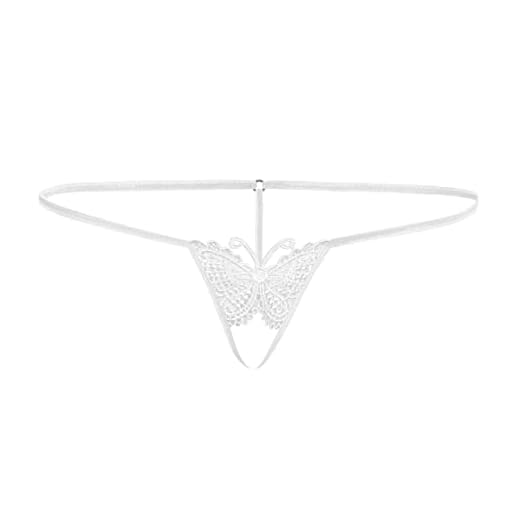 Sohimary 482 Mujer Mini String Tanga Abierto Mariposa XS S M 34 36 38 40 Blanco