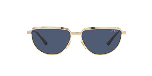 Vogue Eyewear Woman Sunglasses Top Silver/Gold Frame, Dark Blue Lenses, 56MM