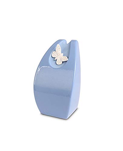 Urne pour enfant bleue Papillon en céramique funéraire