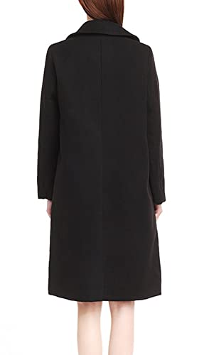 Chouyatou Women's Winter Hidden Single Breasted Long Wool Coat Formal Office Wool Overcoat (Large, Black) #TOP1