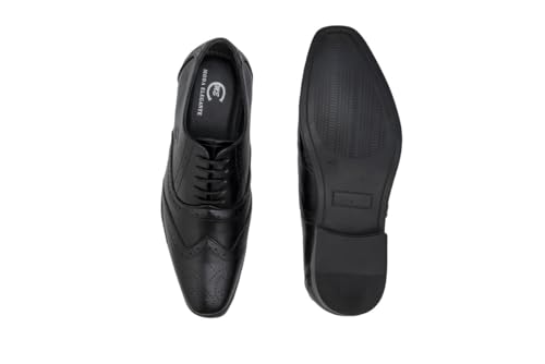 Image of Men's Handcrafted Oxford Lace-up Shoes with Broguing - Crafting Luxury and Elegance for You Black 8