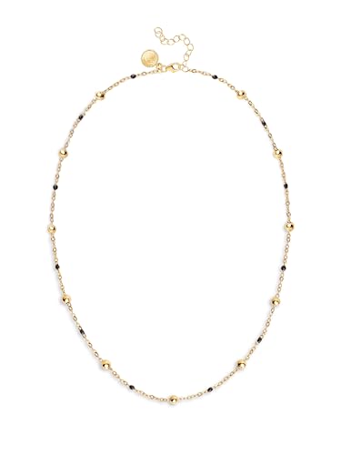 Miniatura 6 de SINGULARU - Collar Dots L Black Enamel. Acero con Acabado Baño de Oro de 18Kt. Cadena de Largo Ajustable 40 cm. Joyas para Mujer