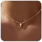 Easter Basket Stuffer Cross Necklace for Women Girls, Dainty 14K ...