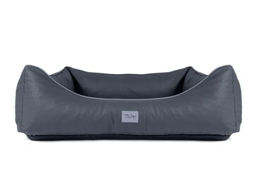 TrendPet Runa, Orthopädisches Kunstlederbett für Hunde, modisch in Kupfer und Grau (Grau, 100x75x30 cm)
